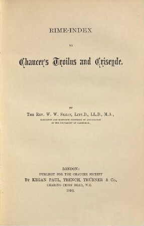 Rime-index to Chaucer's Troilus and Criseyde