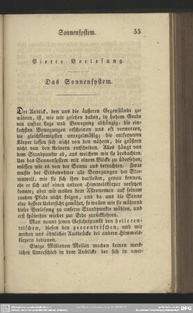 Vierte Vorlesung. Das Sonnensystem