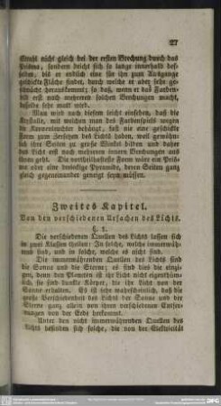 Zweites Kapitel. Von den verschiedenen Ursachen des Lichts