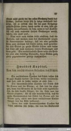 Zweites Kapitel. Von den verschiedenen Ursachen des Lichts