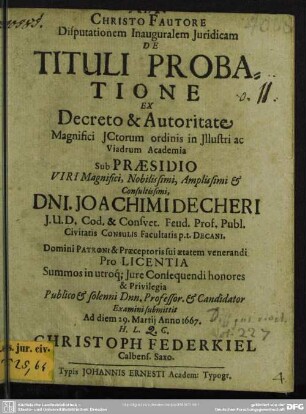 De tituli probatione