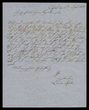 Brief von Louis Spohr an August Ferdinand Riccius