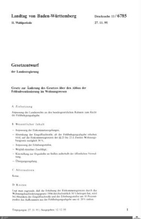 Gesetzentwurf: Abbau der Fehlsubventionierung im Wohnungswesen