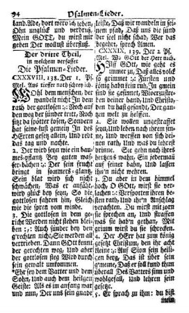 Der dritte Theil, in welchem verfasset. Die Psalmen-Lieder.