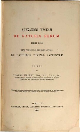 Alexandri Neckam De naturis rerum : libri duo