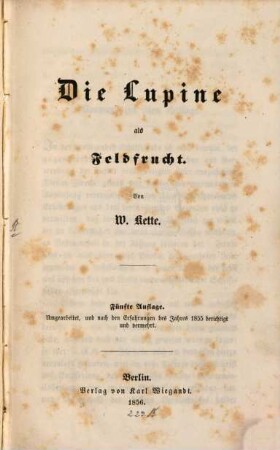 Die Lupine als Feldfrucht