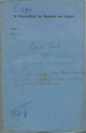 Einführungspatent des Spinnereidirektors Adolf Heller von Münster (im Elsaß) auf eine eigentümliche Maschine zum Öffnen und Mischen von Baumwolle