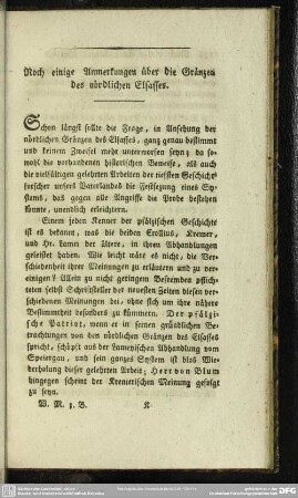 Noch einige Anmerkungen über die Gränzen des nördlichen Elsasses