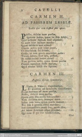 Carmen II. Ad Passerem Lesbiae