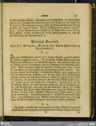 Viertes Kapitel. Von der Religion, Kirchen und deren Pfarrern in Friedersdorf
