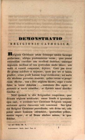Institutiones theologicae, 2. Complectens demonstrationem catholicam