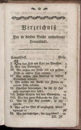 Verzeichnis Der in diesem Buche enthaltenen Hauptstücke.