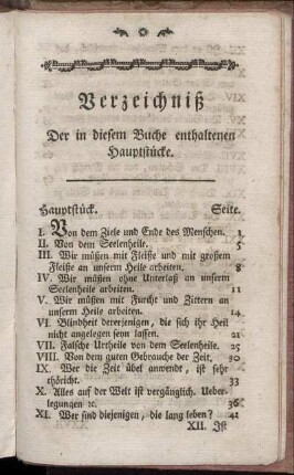 Verzeichnis Der in diesem Buche enthaltenen Hauptstücke.
