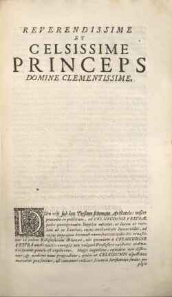 Reverendissime et celsissime princeps domine clementissime.
