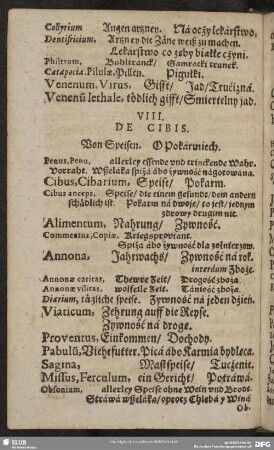 VIII. De Cibis