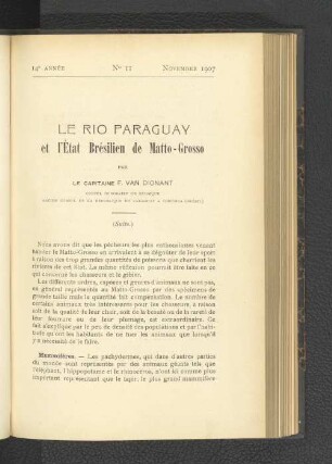 Le rio Paraguay et l´État Brésilien de Matto-Grosso