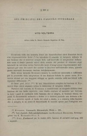 Sui principii del Calcolo integrale.