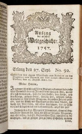 No. 92. Erlang den 27. Sept. 1757.