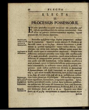 Electa II. Processus Possessorii.