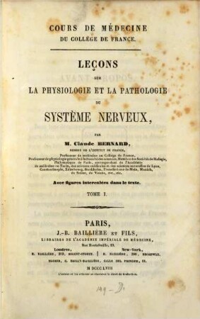 Leçons sur la physiologie et la pathologie du système nerveux, 1