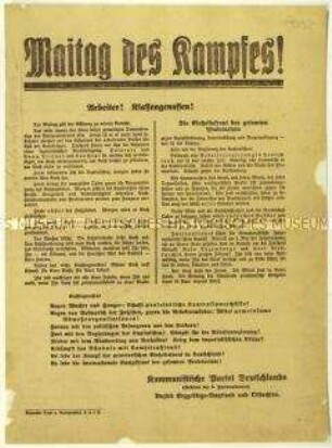 Flugblatt der KPD zum Maifeiertag und zur Ruhrbesetzung 1923