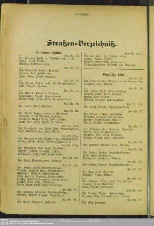 Häuserbuch : Straßen-Verzeichniß