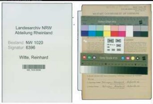 Entnazifizierung Reinhard Witte , geb. 11.02.1895 (Verwaltungsangestellter)