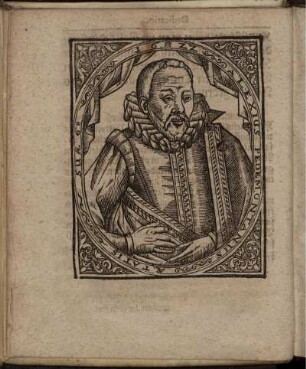 Holzschnitt, Girolamo Ruscelli (Pseudonym Alexius Pedemontanus) darstellend