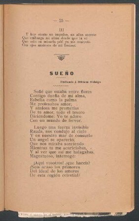 Sueño : Dedicado á Bibiana Hidalgo
