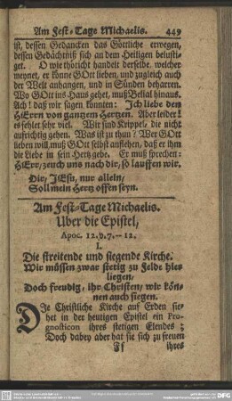 Am Fest-Tage Michaelis