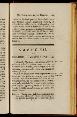 Caput VII. De Errore, Eiusque Fontibus.
