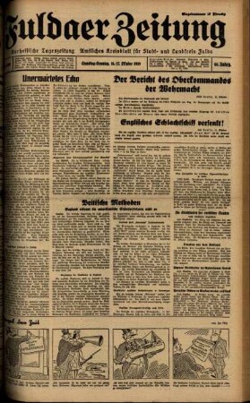 Ausgabe vom Samstag, den 14. Oktober 1939.