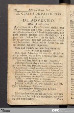 III. Classis De Particulis