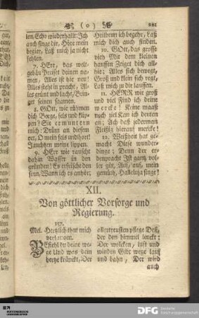 XII. Von göttlicher Vorsorge und Regierung.