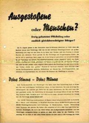 Propagandaschrift der KPD mit Ausrichtung auf die Umsiedler
