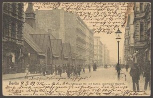 Ansichtskarte "Wrangel Str. mit Kathol. Liebfrauen Kapelle"