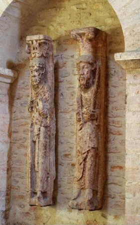 Frankreich. Bourgogne. Saone et Loire. Tournus. Kirche Saint Philibert. Romanische Abteikirche. Heiliger Philibert und Heiliger Valerian
