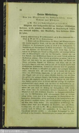 Dritte Abtheilung. von den Mitgliedern der Landgemeinden, deren Rechten und Pflichten