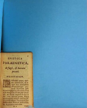 Epistola Paraenetica, De Fuga Et Horrore Peccati