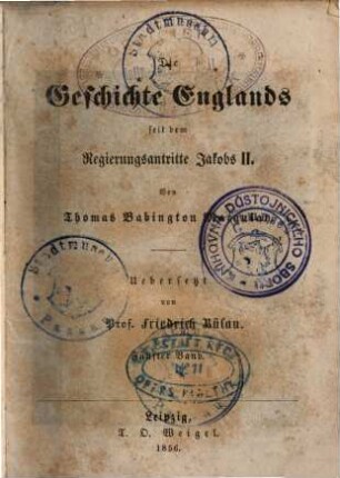 Die Geschichte Englands seit dem Regierungsantritte Jakobs II., 5