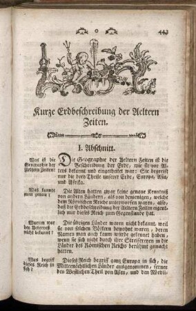 Kurze Erdbeschreibung der Aeltern Zeiten.