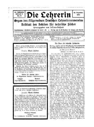 Die Frau als technische Zeichnerin : Vortrag, gehalten auf der Kriegstagung des Landesvereins Preußischer Technischer Lehrerinnen in Cöln, Pfingsten 1916 ; (Fortsetzung und Schluß von Nr.18, S.71)