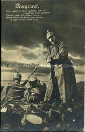 Soldaten an der Front, mit Vers