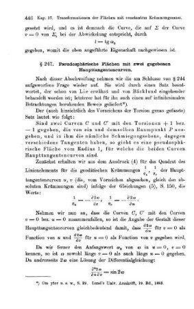 § 247. Pseudosphärische Flächen mit zwei gegebenen Haupttangentencruven.