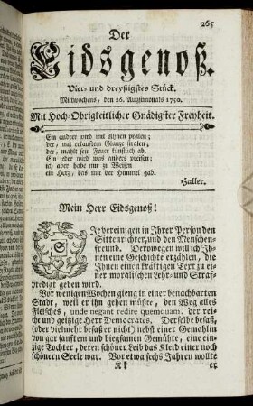 Vier- und dreyßigstes Stück. Mittwochens, den 26. Augstmonats 1750.