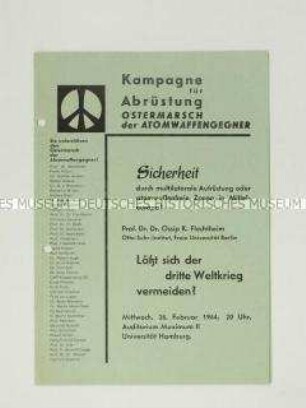 Propagandaflugblatt von der "Kampagne für Abrüstung" zum Ostermarsch gegen Atomwaffen