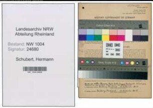 Entnazifizierung Hermann Schubert , geb. 02.12.1921 (Schlosser)