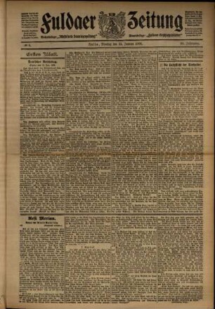 Erste Ausgabe vom Montag, den 13. Januar 1908.