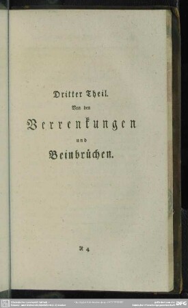 Dritter Theil. Von den Verrenkungen und Beinbrüchen