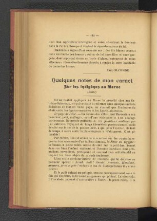 Quelques notes de mon carnet sur les Indigènes au Maroc.